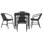 Juego de Comedor de Jardín de 5 Piezas Negro Polietileno de