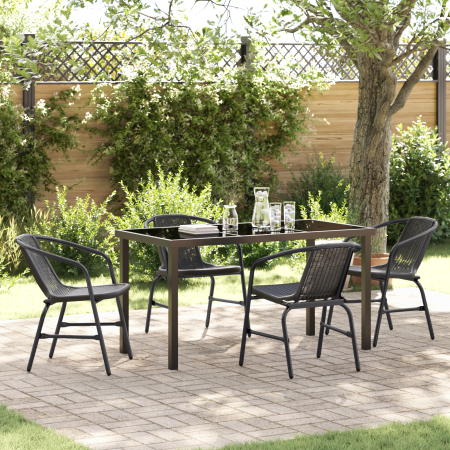 Set de Comedor de Jardín de 5 Piezas Negro Poliratán de , Sillas de jardín - Ref: Foro24-3379382, Precio: 421,00 €, Descuento: %