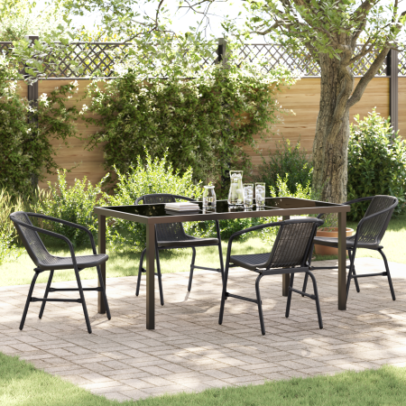 Set de Comedor de Jardín de 5 Piezas Negro de Poliratán