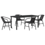 Set de Comedor de Jardín de 5 Piezas Negro de Poliratán