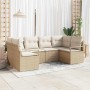 Conjunto de sofá de jardín 6 pcs Beige Poliratán