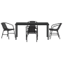 Set de Comedor de Jardín de 5 Piezas Negro de Poliratán