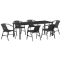Set de Comedor de Jardín de 7 Piezas Negro Poliratán de , Sillas de jardín - Ref: Foro24-3379385, Precio: 534,37 €, Descuento: %