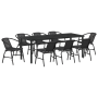 Set de Comedor Jardín 9 Piezas Rattan Negro