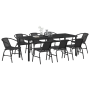 Set de Comedor Jardín 9 Piezas Rattan Negro