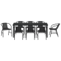 Set de Comedor Jardín 9 Piezas Rattan Negro