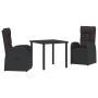 Juego de comedor de jardín de 3 piezas de con cojines negros de poliratán de , Sillas de jardín - Ref: Foro24-3379506, Precio...