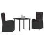 Juego de comedor de jardín de 3 piezas de con cojines negros de poliratán de , Sillas de jardín - Ref: Foro24-3379506, Precio...