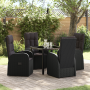Juego de Comedor de Jardín de 5 Piezas con Cojines - Poliratán Negro de , Sillas de jardín - Ref: Foro24-3379507, Precio: 732...