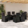 Juego de comedor de jardín de 7 piezas con cojines ratán negro de , Sillas de jardín - Ref: Foro24-3379511, Precio: 1,00 €, D...