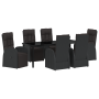 Set de Comedor de Jardín de 7 Piezas con Cojines Negro Ratán Poliéster de , Sillas de jardín - Ref: Foro24-3379518, Precio: 1...