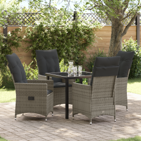 Conjunto de Comedor de Jardín de 5 Piezas con Cojines Gris
