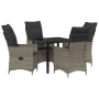 Conjunto de Comedor de Jardín de 5 Piezas con Cojines Gris