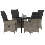 Conjunto de Comedor de Jardín de 5 Piezas con Cojines Gris