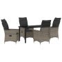Juego de Comedor de Jardín de 5 Piezas con Cojines Gris Poliratán de , Sillas de jardín - Ref: Foro24-3379550, Precio: 553,70...
