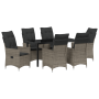 Set de Comedor de Jardín de 7 Piezas con Cojines Gris Polirratán de , Sillas de jardín - Ref: Foro24-3379552, Precio: 781,08 €