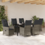 Set de Comedor de Jardín de 7 Piezas con Cojines Gris Polirratán de , Sillas de jardín - Ref: Foro24-3379552, Precio: 781,08 €