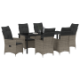 Set de Comedor de Jardín de 7 Piezas con Cojines gris Poliratán de , Sillas de jardín - Ref: Foro24-3379553, Precio: 807,46 €...