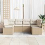 Conjunto de sofá de jardín 6 pcs Beige Poliratán