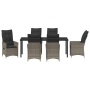 Set de Comedor de Jardín de 7 Piezas con Cojines gris Poliratán de , Sillas de jardín - Ref: Foro24-3379553, Precio: 807,46 €...