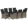 Conjunto de Comedor de Jardín de 9 Piezas con Cojines Gris