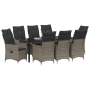Conjunto de Comedor de Jardín de 9 Piezas con Cojines Gris