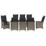 Conjunto de Comedor de Jardín de 9 Piezas con Cojines Gris