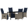 Juego de Comedor de Jardín de 5 Piezas con Cojines de Ratán Polipropileno Gris de , Mesas de jardín - Ref: Foro24-3379600, Pr...