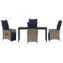 Juego de Comedor de Jardín de 5 Piezas con Cojines de Ratán Polipropileno Gris de , Mesas de jardín - Ref: Foro24-3379600, Pr...