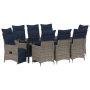 Conjunto de Comedor de Jardín de 9 Piezas con Cojines de Ratán Poli Gris de , Mesas de jardín - Ref: Foro24-3379603, Precio: ...