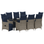 Conjunto de Comedor de Jardín de 9 Piezas con Cojines de Ratán Poli Gris de , Mesas de jardín - Ref: Foro24-3379603, Precio: ...