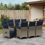Conjunto de Comedor de Jardín de 9 Piezas con Cojines de Ratán Poli Gris de , Mesas de jardín - Ref: Foro24-3379603, Precio: ...