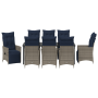 Conjunto de Comedor de Jardín de 9 Piezas con Cojines de Ratán Poli Gris de , Mesas de jardín - Ref: Foro24-3379603, Precio: ...