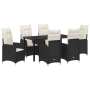 Conjunto de comedor de jardín de 7 piezas con cojines negros de poliratán de , Sillas de jardín - Ref: Foro24-3379636, Precio...