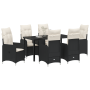 Conjunto de comedor de jardín de 7 piezas con cojines negros de poliratán de , Sillas de jardín - Ref: Foro24-3379636, Precio...