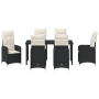 Conjunto de comedor de jardín de 7 piezas con cojines negros de poliratán de , Sillas de jardín - Ref: Foro24-3379636, Precio...