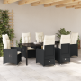 Juego de Comedor de Jardín de 7 Piezas con Cojines de Poliratán Negro | Foro24.es | Tu tienda online para hogar, jardín y más Foro24.es