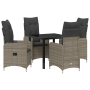 Set de Comedor de Jardín de 5 Piezas con Cojines Poliratán Gris de , Sillas de jardín - Ref: Foro24-3379647, Precio: 542,16 €...