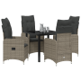 Set de Comedor de Jardín de 5 Piezas con Cojines Poliratán Gris de , Sillas de jardín - Ref: Foro24-3379647, Precio: 542,16 €...