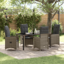 Set de Comedor de Jardín de 5 Piezas con Cojines Gris Ratán Polímero de , Sillas de jardín - Ref: Foro24-3379649, Precio: 569...