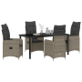Set de Comedor de Jardín de 5 Piezas con Cojines Gris Ratán Polímero de , Sillas de jardín - Ref: Foro24-3379649, Precio: 569...