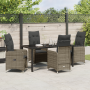 Set de Comedor de Jardín de 5 Piezas con Cojines Gris Ratán Polímero de , Sillas de jardín - Ref: Foro24-3379649, Precio: 569...