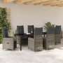 Conjunto de comedor de jardín de 7 piezas con cojines gris ratán PE de , Sillas de jardín - Ref: Foro24-3379651, Precio: 824,...