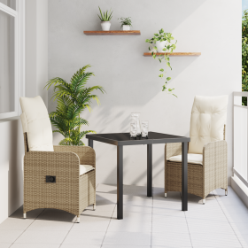 Conjunto de Comedor de Jardín de 3 Piezas con Cojines Beige de , Sillas de jardín - Ref: Foro24-3379653, Precio: 345,04 €