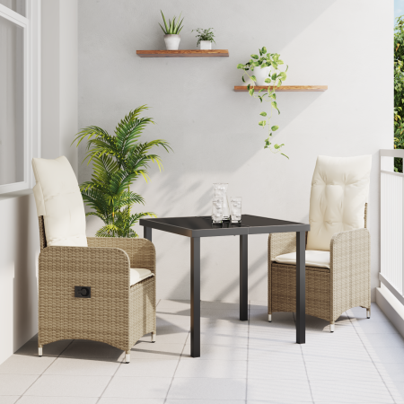 Conjunto de Comedor de Jardín de 3 Piezas con Cojines Beige de , Sillas de jardín - Ref: Foro24-3379653, Precio: 345,04 €, De...