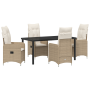 Set de Comedor de Jardín de 5 Piezas con Cojines Beige de Poliratán de , Sillas de jardín - Ref: Foro24-3379656, Precio: 639,...