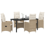 Set de Comedor de Jardín de 5 Piezas con Cojines Beige de Poliratán de , Sillas de jardín - Ref: Foro24-3379656, Precio: 639,...