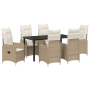 Set de Cenas de Jardín de 7 Piezas con Cojines Beige Poliratán | Foro24.es | Tu tienda online para hogar, jardín y más Foro24.es