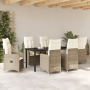 Set de Cenas de Jardín de 7 Piezas con Cojines Beige Poliratán | Foro24.es | Tu tienda online para hogar, jardín y más Foro24.es