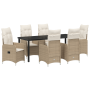 Set de Comedor de Jardín de 7 Piezas con Cojines Beige Poliratán | Foro24.es | Tu tienda online para hogar, jardín y más Foro24.es
